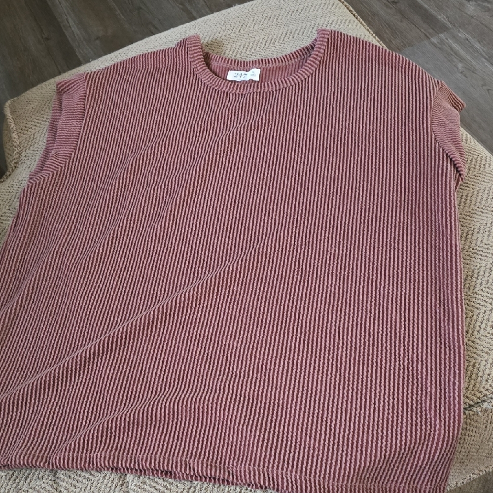 Maurices Red Blouse Top Ribbed Knit